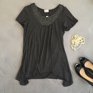 Top with Beaded, Embellished Neckline